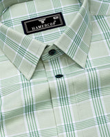 Boolean Pista Green Waffle Check Dobby Cotton Shirt