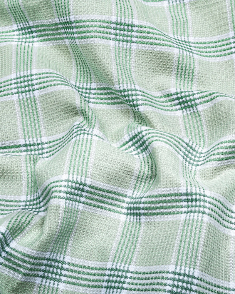 Boolean Pista Green Waffle Check Dobby Cotton Shirt