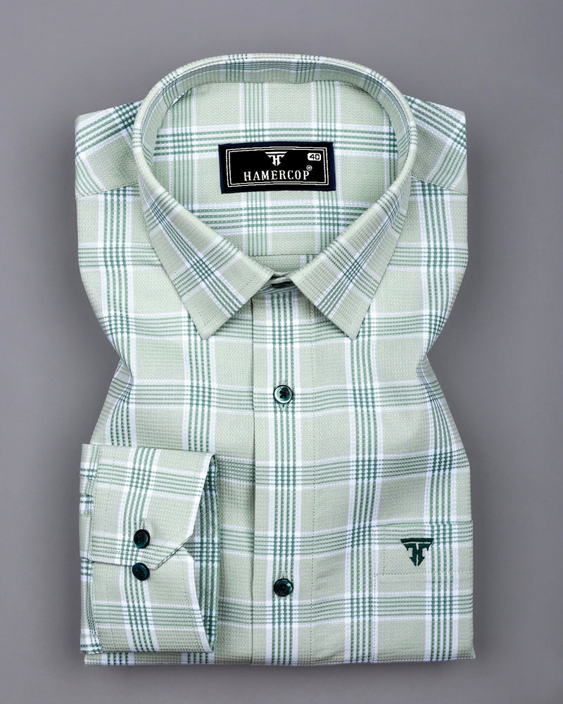 Boolean Pista Green Waffle Check Dobby Cotton Shirt