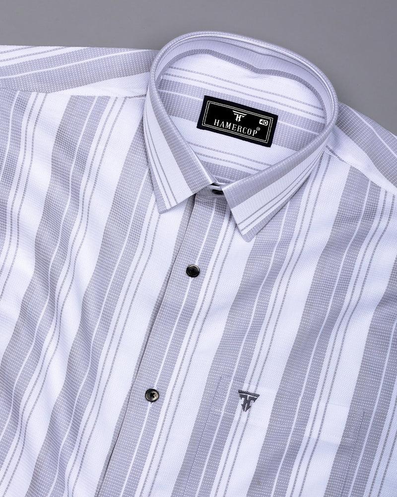 Litlin Gray Waffle Stripe Dobby Cotton Shirt for Men Hamercop Litlin Gray Waffle Stripe Dobby Cotton Shirt for Men Hamercop