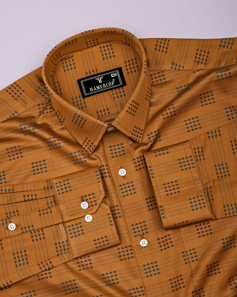 Catechu Mustard Jacquard Texture Premium Giza Shirt