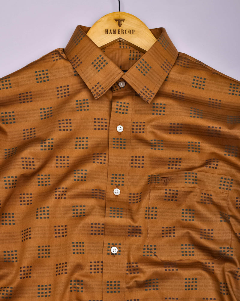 Catechu Mustard Jacquard Texture Premium Giza Shirt
