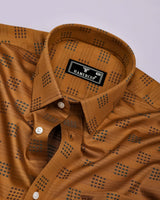 Catechu Mustard Jacquard Texture Premium Giza Shirt