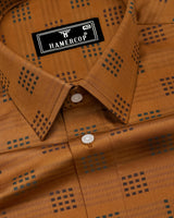 Catechu Mustard Jacquard Texture Premium Giza Shirt