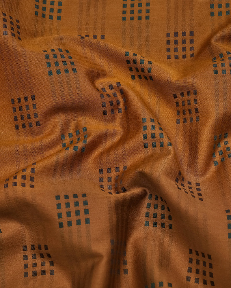 Catechu Mustard Jacquard Texture Premium Giza Shirt