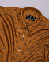Catechu Mustard Jacquard Texture Premium Giza Shirt