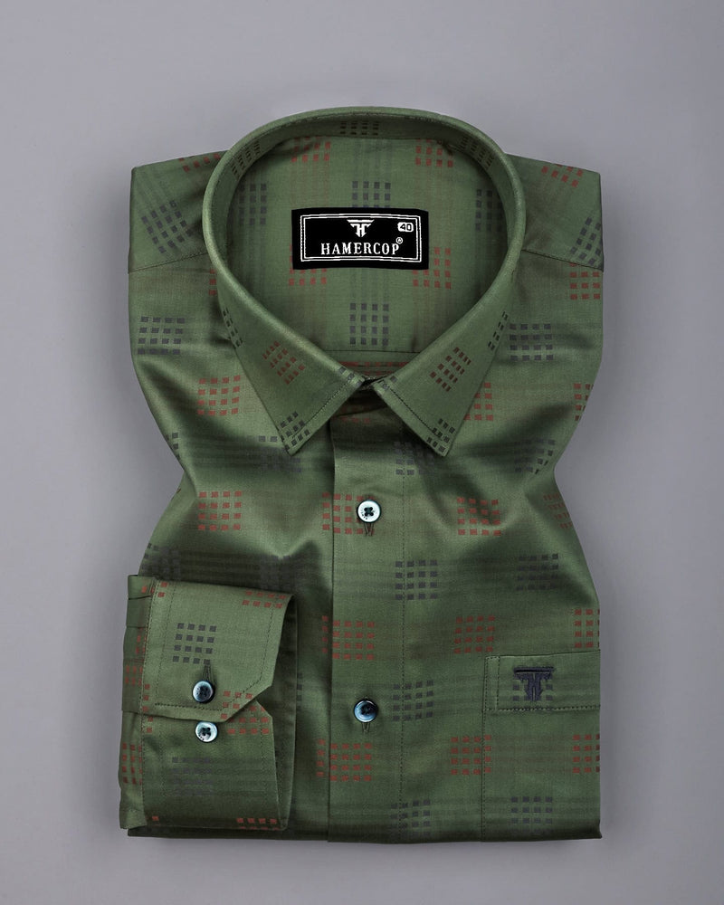 Catechu Green Jacquard Texture Premium Giza Shirt