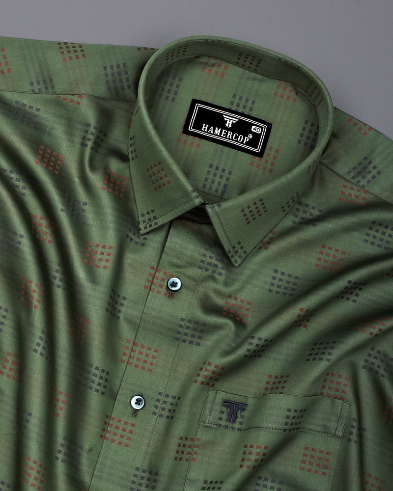 Catechu Green Jacquard Texture Premium Giza Shirt