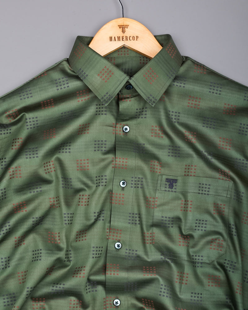 Catechu Green Jacquard Texture Premium Giza Shirt