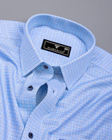 Edessa Blue Formal Check Premium Giza Shirt