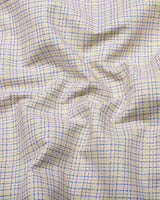 Edessa Cream With Blue Formal Check Premium Giza Shirt