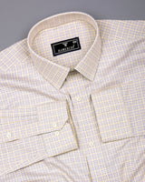Edessa Cream With Blue Formal Check Premium Giza Shirt