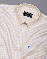 Edessa Cream With Blue Formal Check Premium Giza Shirt