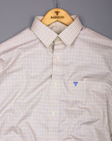 Edessa Cream With Blue Formal Check Premium Giza Shirt