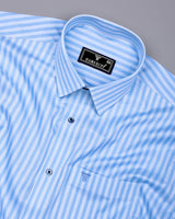 Titanic Blue With White Twill Stripe Premium Cotton Shirt