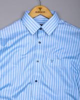 Titanic Blue With White Twill Stripe Premium Cotton Shirt