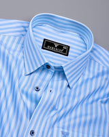 Titanic Blue With White Twill Stripe Premium Cotton Shirt