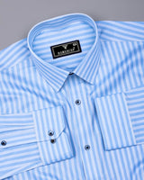 Titanic Blue With White Twill Stripe Premium Cotton Shirt
