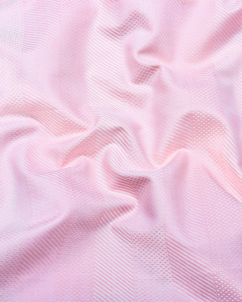 Fleesy Pink Jacquard Weft Stripe Premium Giza Shirt