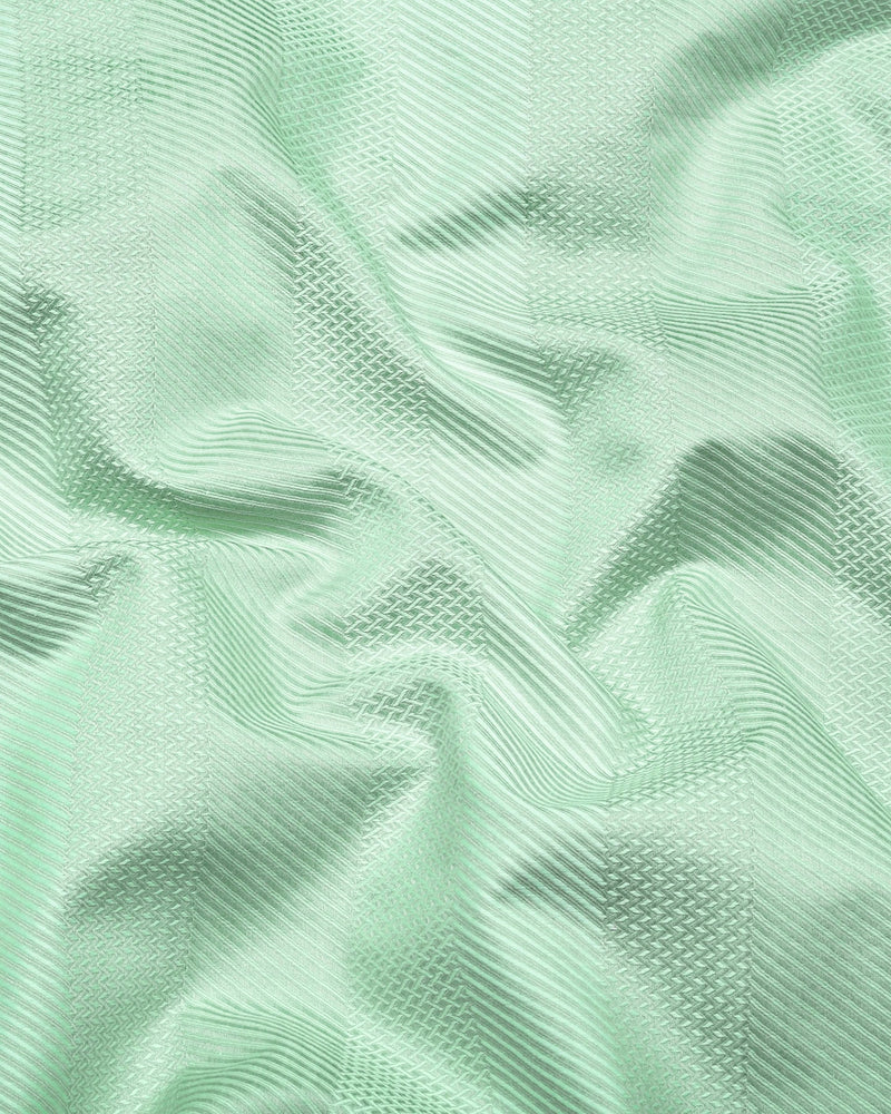 Fleesy Green Jacquard Weft Stripe Premium Giza Shirt