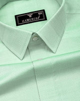 Fleesy Green Jacquard Weft Stripe Premium Giza Shirt