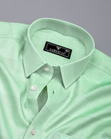 Fleesy Green Jacquard Weft Stripe Premium Giza Shirt