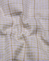 Corsor Cream With White Dobby Check Formal Cotton Shirt