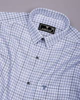 Corsor Gray With White Dobby Check Formal Cotton Shirt