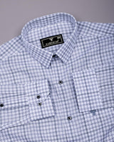 Corsor Gray With White Dobby Check Formal Cotton Shirt