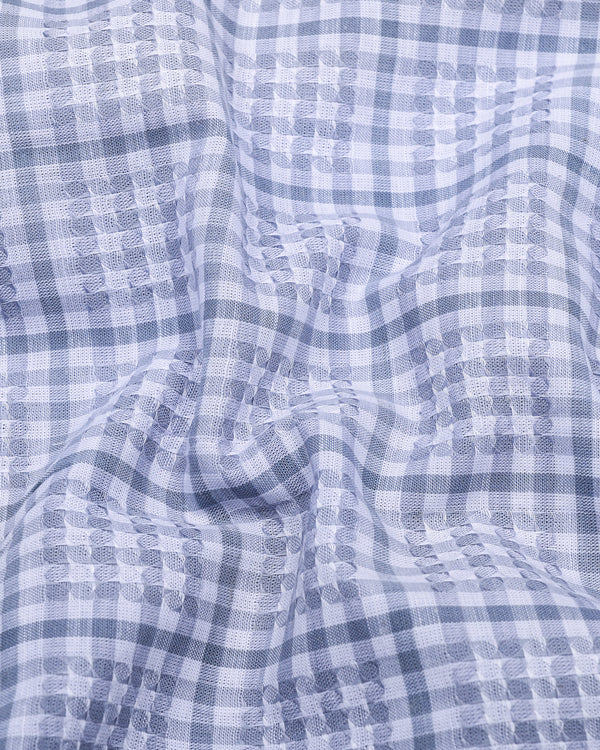 Corsor Gray With White Dobby Check Formal Cotton Shirt