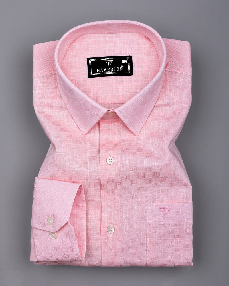 Liza Pink Amsler Dobby Cotton Solid Shirt