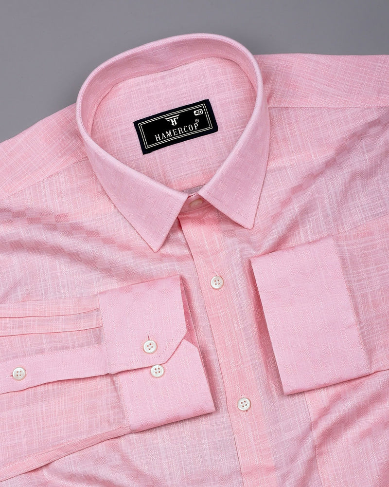 Liza Pink Amsler Dobby Cotton Solid Shirt