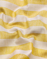 Eclate Yellow With White Stripe Linen Cotton Shirt