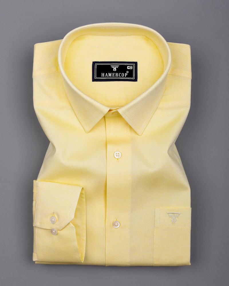 Laser Lemon Yellow Solid Dobby Cotton Shirt