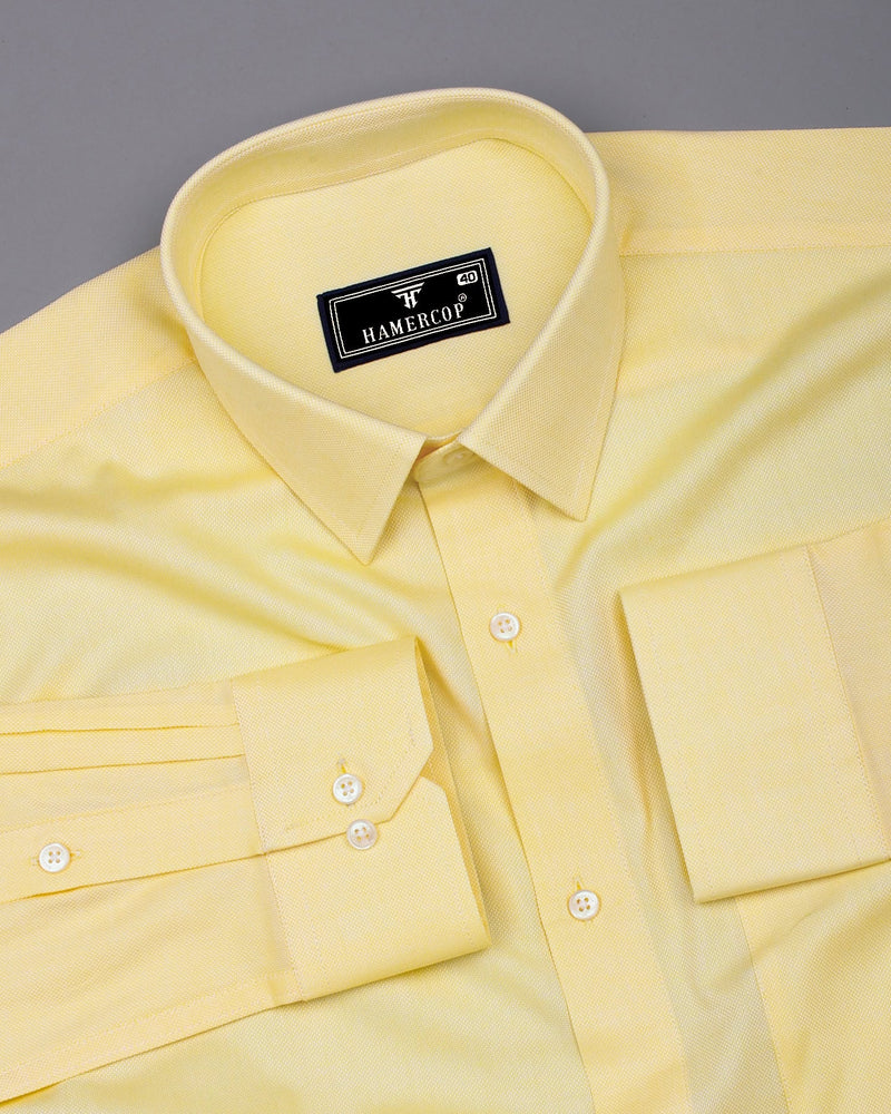 Laser Lemon Yellow Solid Dobby Cotton Shirt