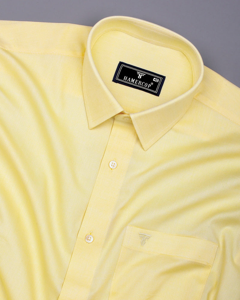 Laser Lemon Yellow Solid Dobby Cotton Shirt