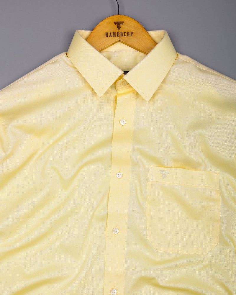 Laser Lemon Yellow Solid Dobby Cotton Shirt