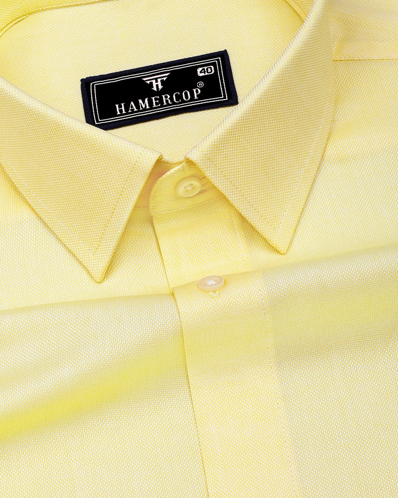 Laser Lemon Yellow Solid Dobby Cotton Shirt for Men – Hamercop