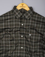 Nizomi Green With White Twill Check Dobby Cotton Shirt