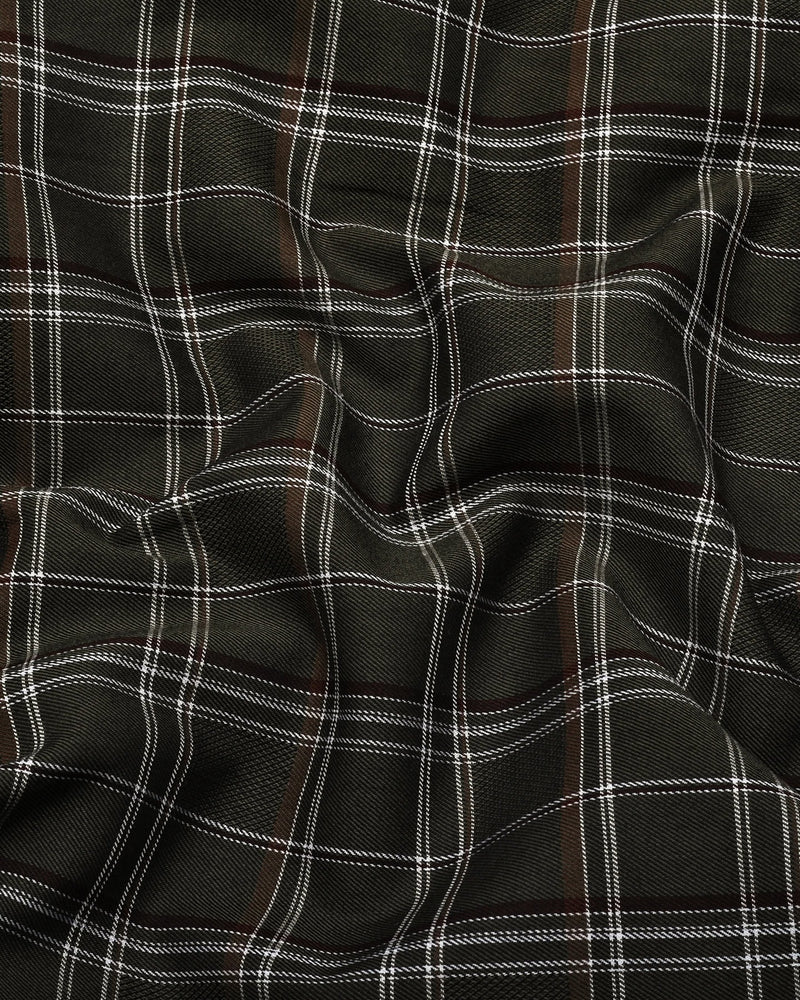 Nizomi Green With White Twill Check Dobby Cotton Shirt