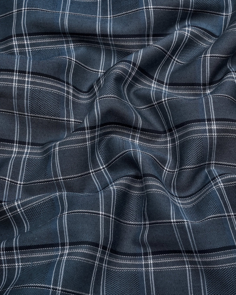 Nizomi Gray With White Twill Check Dobby Cotton Shirt