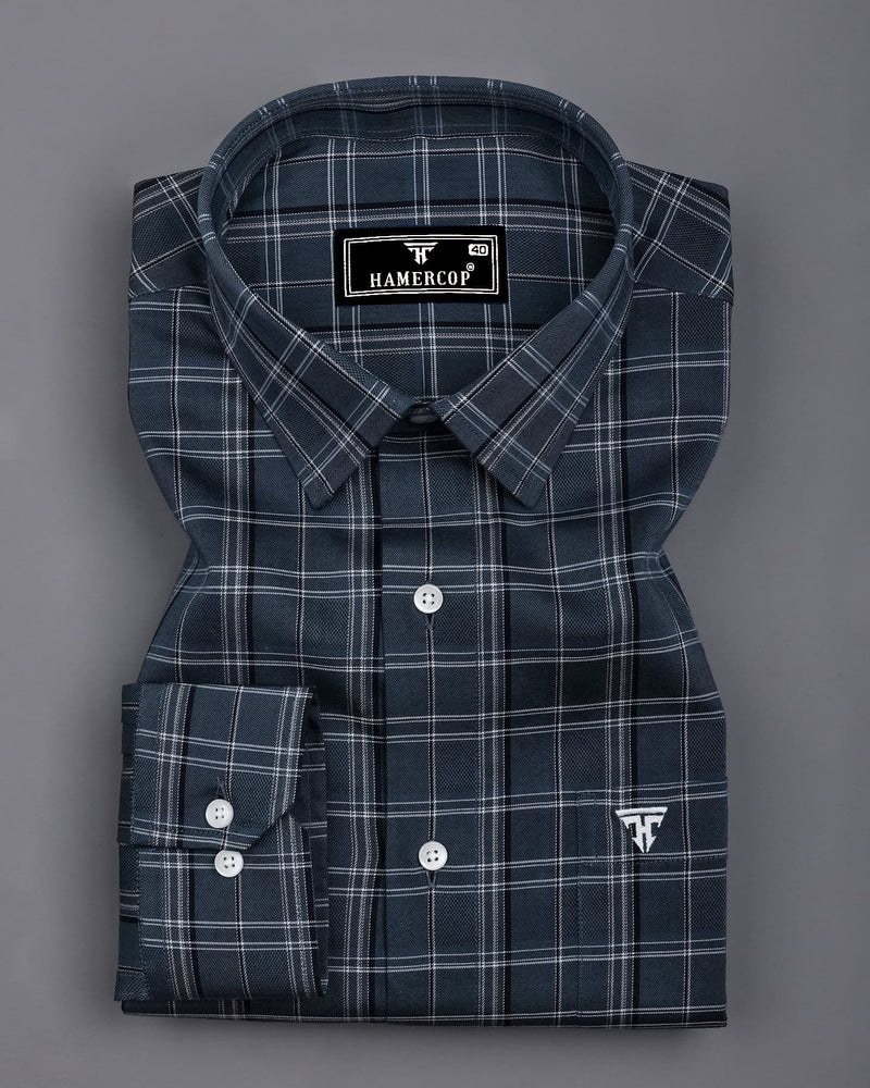 Nizomi Gray With White Twill Check Dobby Cotton Shirt