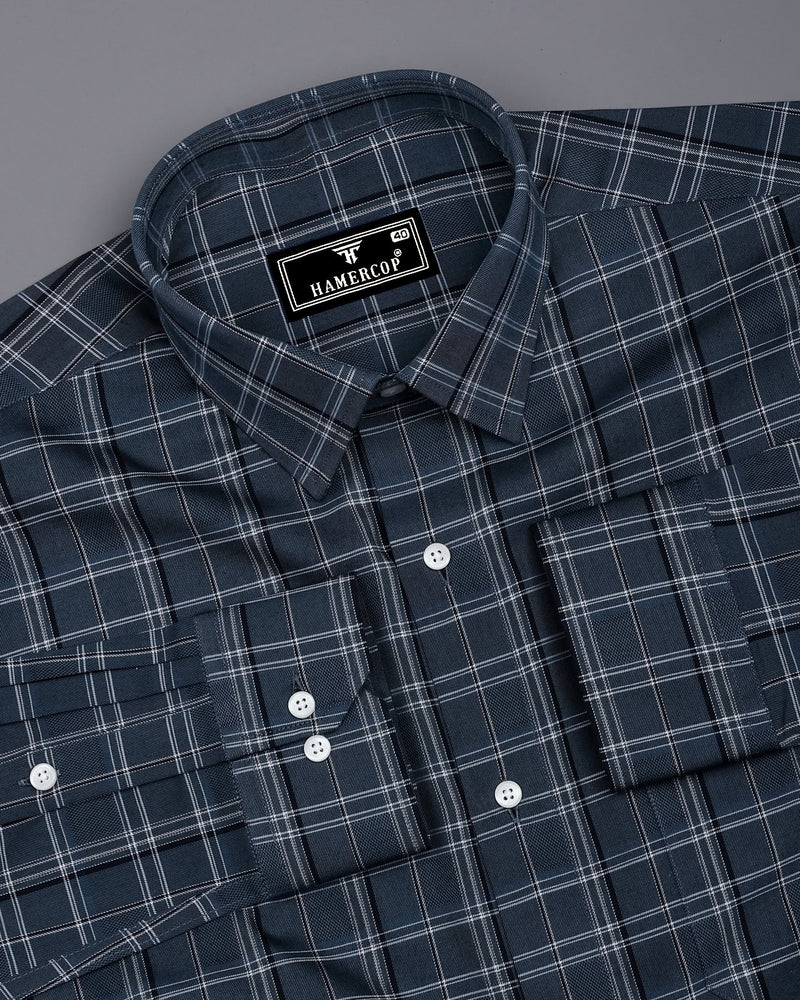 Nizomi Gray With White Twill Check Dobby Cotton Shirt