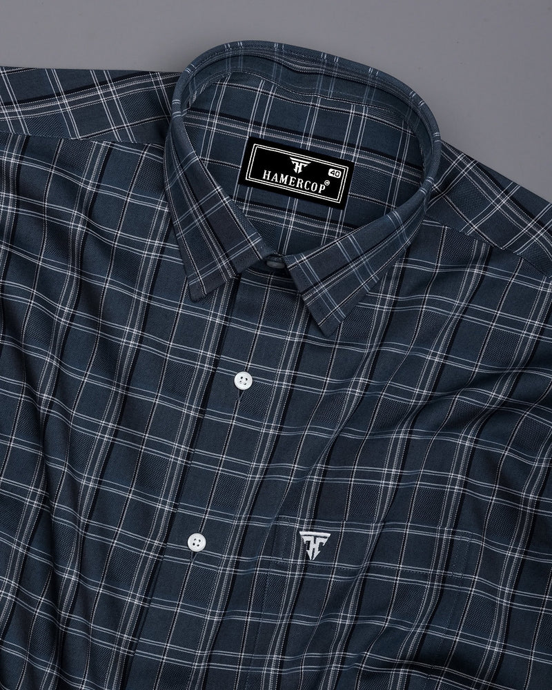 Nizomi Gray With White Twill Check Dobby Cotton Shirt
