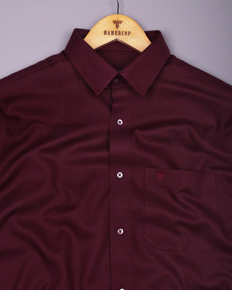 Cinchona Maroon Solid Premium Giza Cotton Shirt