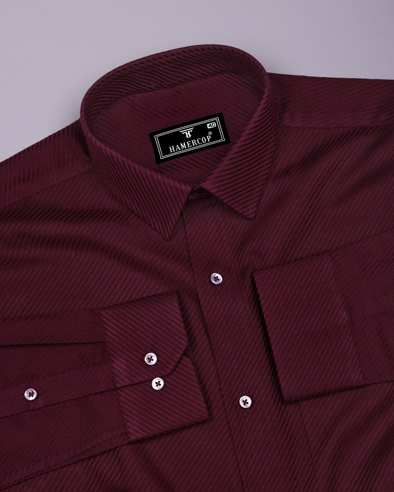 Cinchona Maroon Solid Premium Giza Cotton Shirt