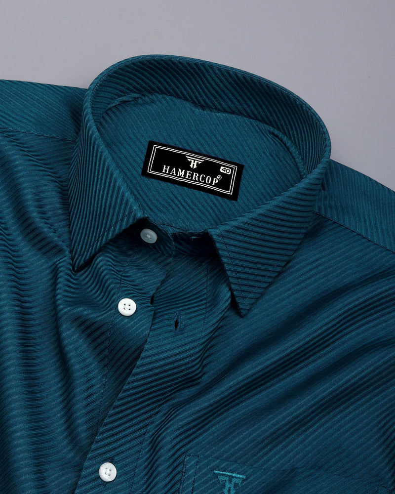 Cinchona Peacock Blue Solid Premium Giza Cotton Shirt