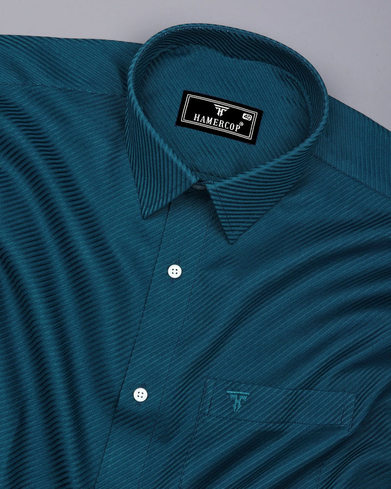 Cinchona Peacock Blue Solid Premium Giza Cotton Shirt