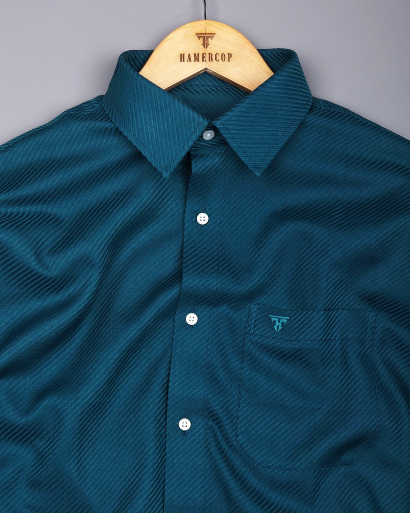 Cinchona Peacock Blue Solid Premium Giza Cotton Shirt