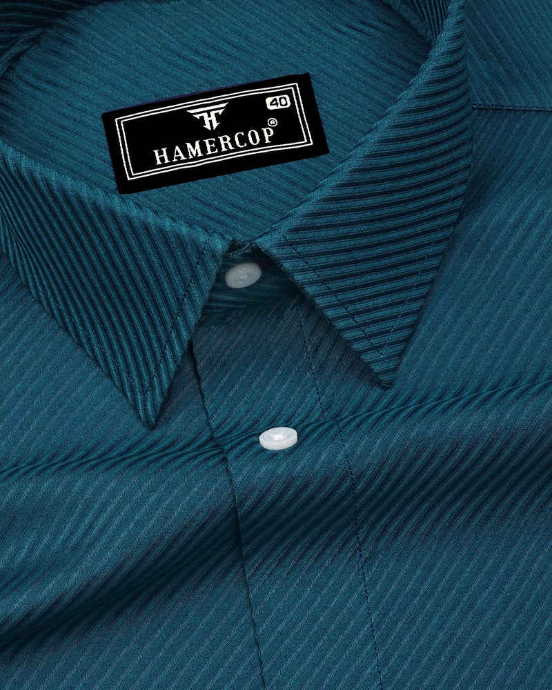 Cinchona Peacock Blue Solid Premium Giza Cotton Shirt